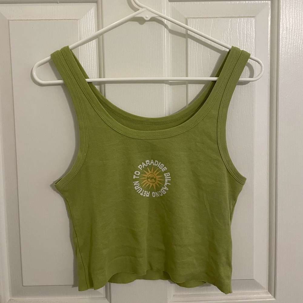 Billabong Green Fitted Ribbed Tank Top